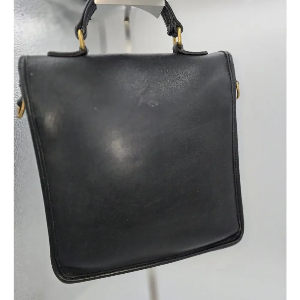 Vintage Coach Station Bag Black Leather Satchel Without Strap, Style 5130